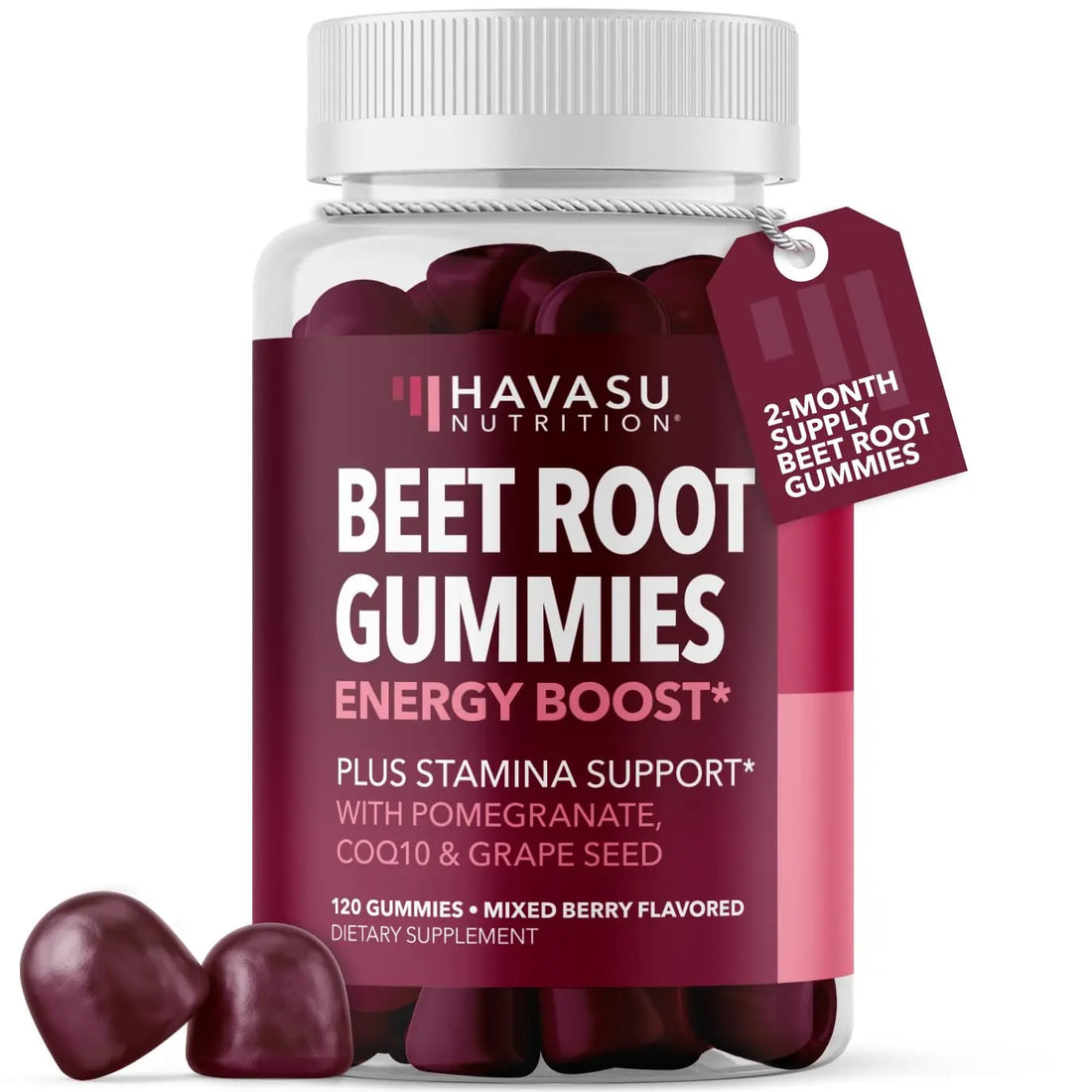 Beet Root Gummies with COQ10 & Pomegranate - Nitric Oxide Supplement for Men and Women - Beetroot for Endurance, Performance, Recovery - Vegan, Non-GMO, Gluten Free - HAVASU NUTRITION uk supplements