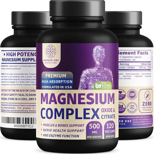 N1N Premium Magnesium Complex - High Absorption Magnesium Supplement for Women and Men to Support Regularity and Bone Health- 120 Veggie Capsules Number One NutritionAu supplements