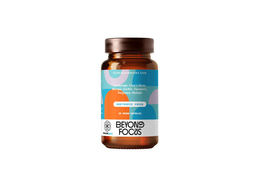 Ultra Life Sport - Beyond Focus Organic Mushroom Supplement - 30 Capsule Brain Supplements for Memory and Focus - 100% Vegan, Non-GMO - Memory Booster with Bacopa, Cordyceps, & Lion’s Mane Ultra Life SportAu supplements
