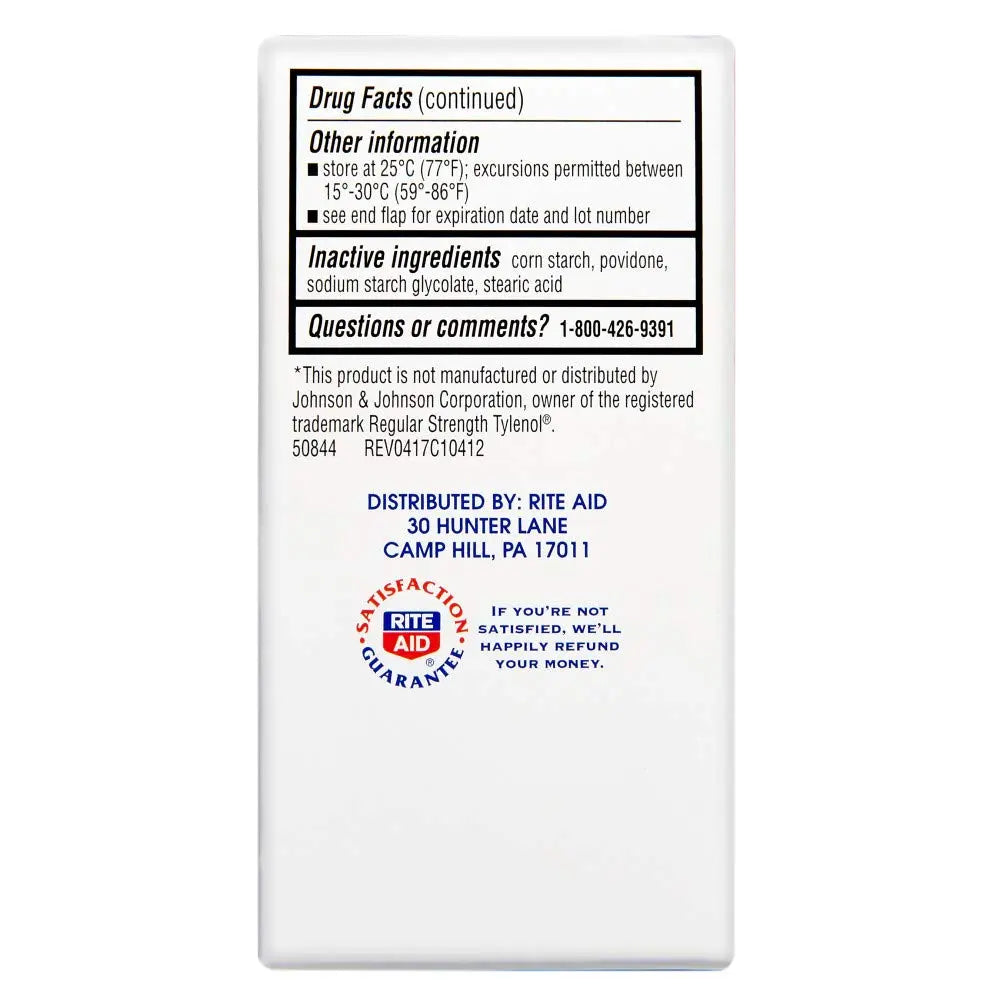 Rite Aid Regular Strength Pain Relief Acetaminophen, 325mg - 100 Tablets | Pain Reliever and Fever Reducer | Joint Pain Relief | Muscle Pain Relief | Arthritis Pain Relief | Back Pain Relief Products Rite Aid Au supplements