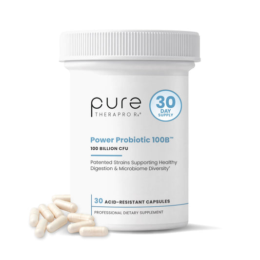 Pure Therapro Rx Power Probiotic 100B | 30 Acid Resistant Capsules - 1 Month Supply | 4 Proven Strains 100 Billion CFU | Flora Balance & Digestion Pure Therapro RxUS supplements