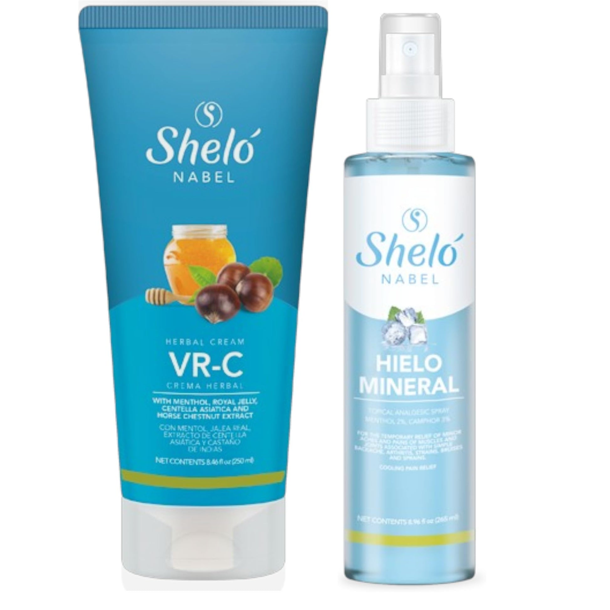 Sheló NABEL Hielo Mineral 8.7 fl Oz & VR-C 250ml Relax Sore Muscles and Joints Increase Circulation Reduce Inflammation Sheló NABEL Au supplements