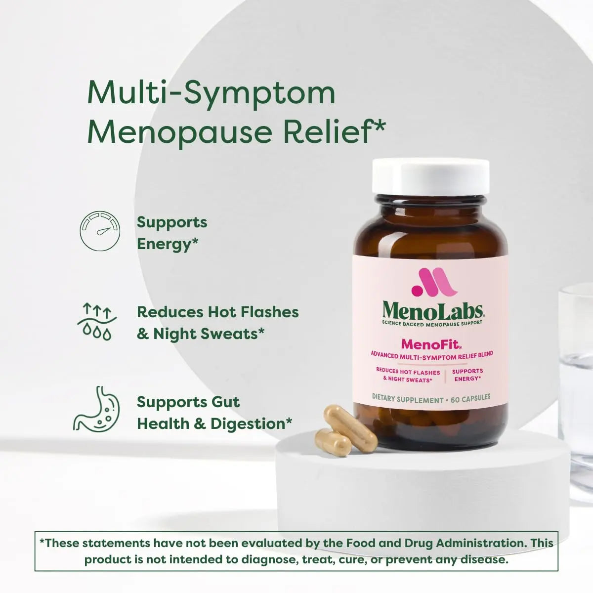 MENOLABS MenoFit, Menopause Supplements for Women - 60 Capsules - Advanced Women’s Probiotic with Vitamins and Red Clover for Gut Health, Hot Flashes and Hormone Balance for Women MENOLABSAU supplements