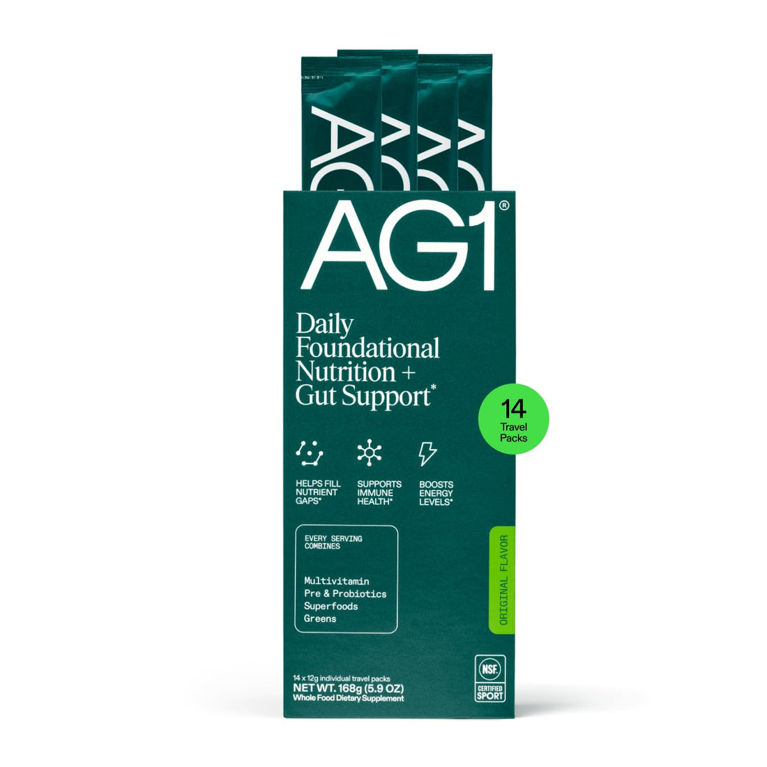 AG1 Athletic Greens Powder Supplement, Improve Gut Health, Multivitamin, Probiotic, Gluten Free, Vegan and Keto Friendly, 75 Vitamins (Travel Packs, 14 Count) - Classic Formula AG1 Au supplements