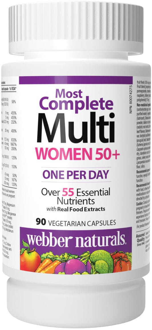 Webber Naturals Women's 50+ Most Complete Multi, 90 Vegetarian Capsules Webber NaturalsAu supplements
