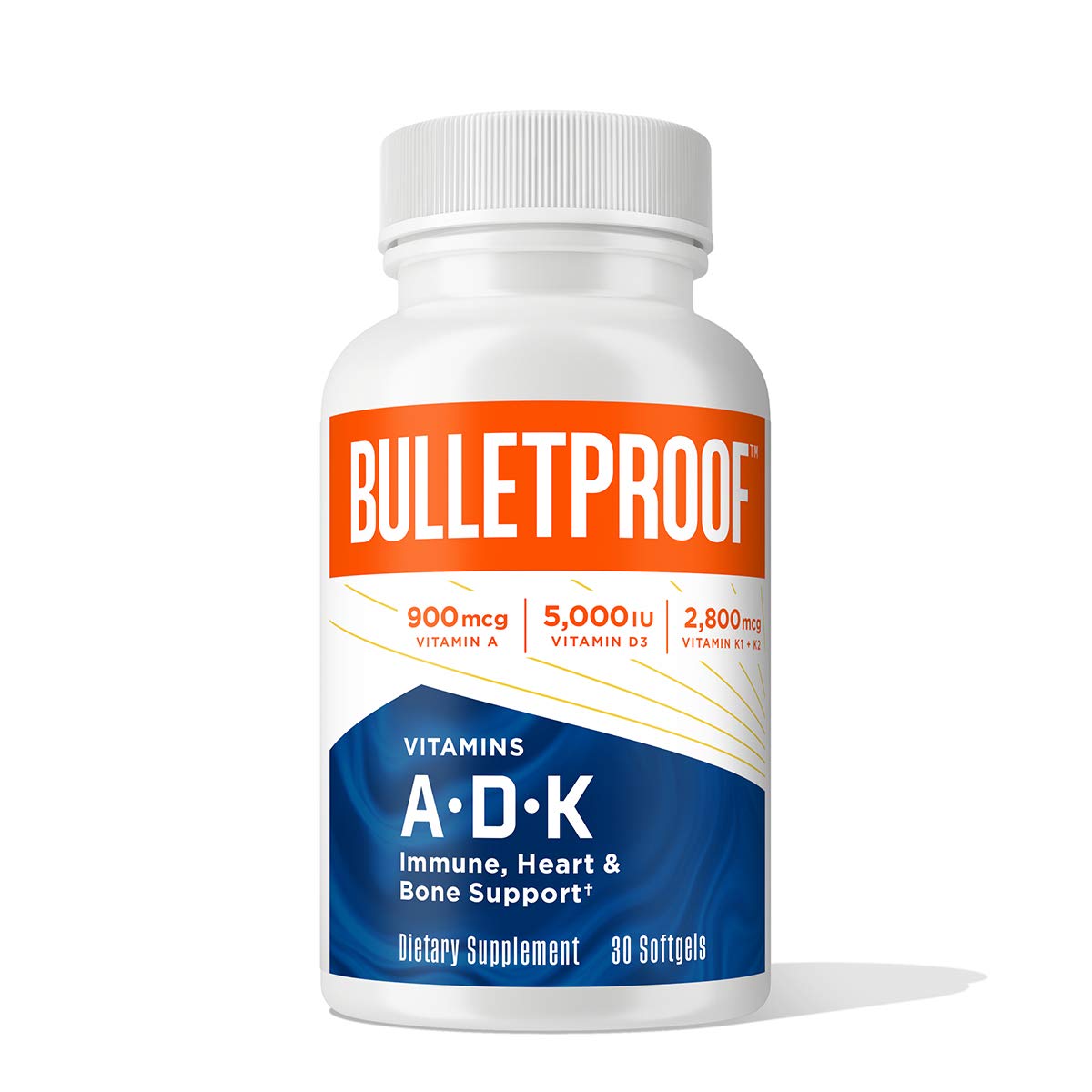 Vitamins A-D-K, 30 Softgels, 900mcg Vitamin A, with 5000 IU D3, K1, K2, K3, High Potency Bulletproof Au supplements