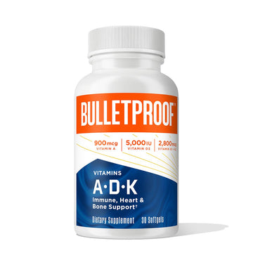Vitamins A-D-K, 30 Softgels, 900mcg Vitamin A, with 5000 IU D3, K1, K2, K3, High Potency Bulletproof Au supplements