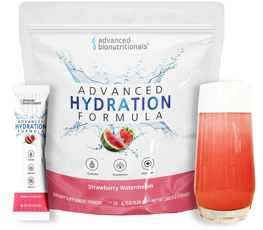 Advanced Bionutritionals Advanced Hydration Formula Electrolyte Drink Mix Powder with ElectroPrime®, L-Taurine, TyroPure™, B-Vitamins, Vitamin C – Strawberry Watermelon – 30 Stick Packs Advanced BionutritionalsUS supplements