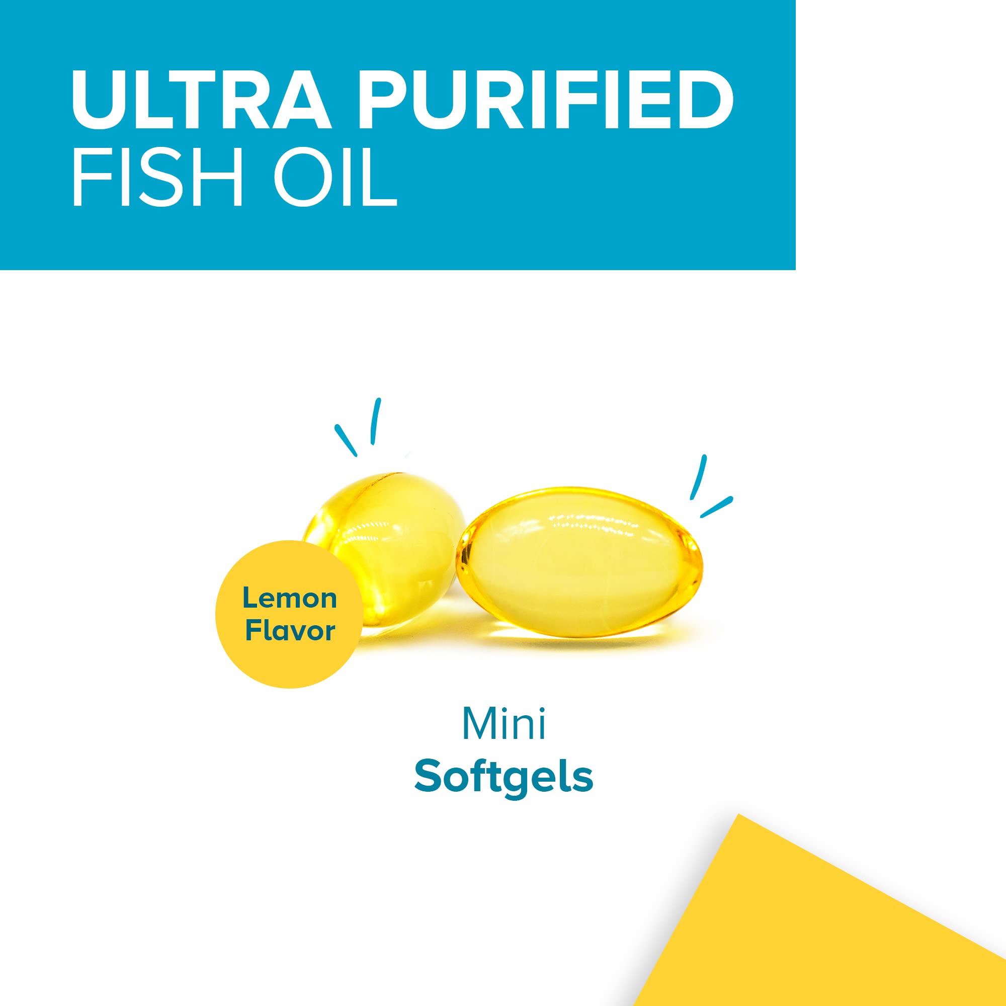 Qunol Fish Oil Omega 3 Mini Softgels, 1000mg Omega 3 EPA + DHA, Ultra Pure Supplements, Heart Health Support, Lemon Flavor, Easy to Swallow Minis, 3 Month Supply, 180 Count Qunol Au supplements