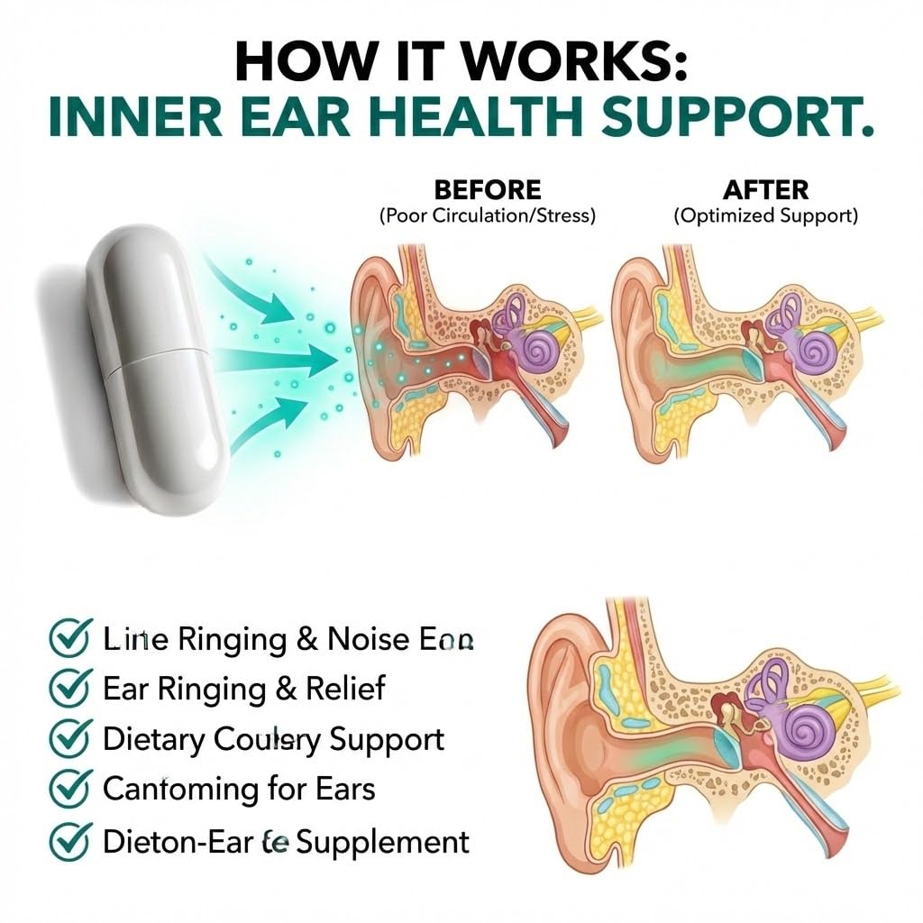 IHW Tinnitus Relief for Ringing Ears, 1200mg Tinnitus Relief Supplement, 120 Capsules, with Vitamin B Complex & C, Reduces Ringing in Ears, Promotes Hearing Wellness & Comfort IHW Au supplements