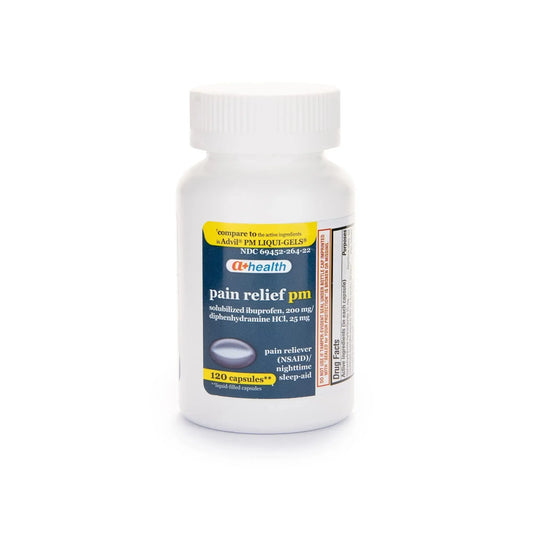 A+Health Ibuprofen PM Softgels, Pain Reliever/Nighttime Sleep Aid (NSAID), Ibuprofen 200mg and Diphenhydramine Hydrochloride 25mg, 120 Count A+HealthAu supplements