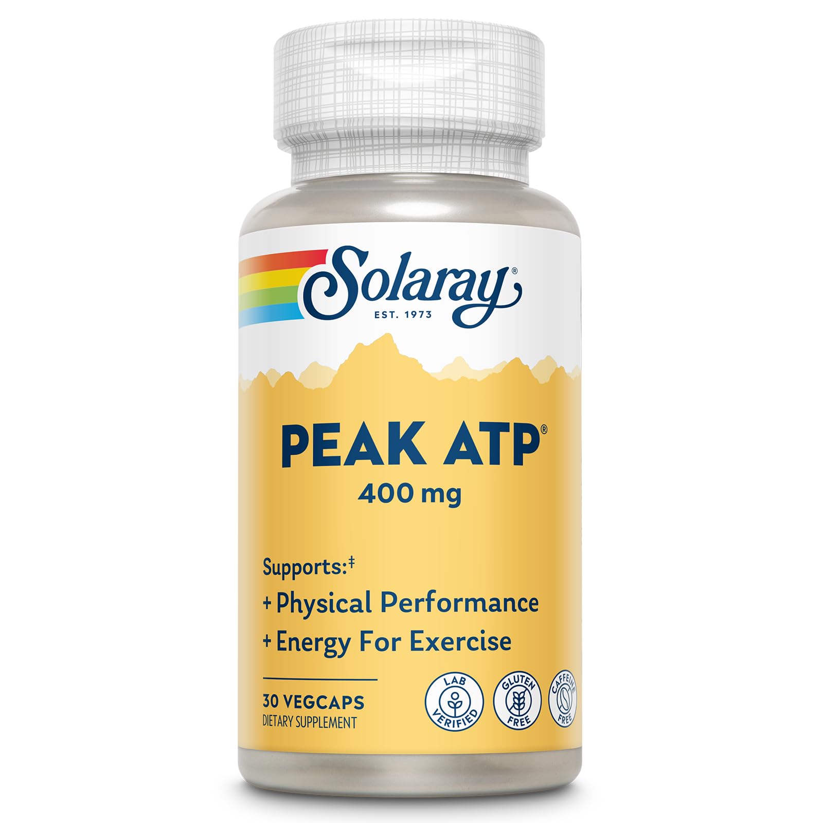 SOLARAY Peak ATP 400 mg - Physical Performance and Exercise Energy Supplements - Stim Free Pre Workout Pills - No Caffeine or Gluten - Lab Verified - 60-Day Guarantee - 30 Servings, 30 VegCaps SOLARAY Au supplements