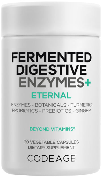 Codeage Fermented Digestive Enzymes Supplement - 14 Digestive Enzymes, Probiotics, Prebiotics, Fermented Botanicals, Plant-Based Multi Pancreatic Enzymes - 1 Capsule a Day - 30 Capsules Codeage Au supplements