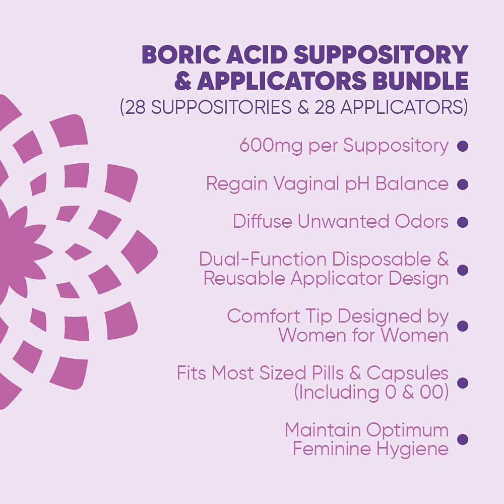 SEROVERA Seroflora Boric Acid Vaginal Suppositories 600 mg + Suppository Applicators Bundle SEROVERA Au supplements