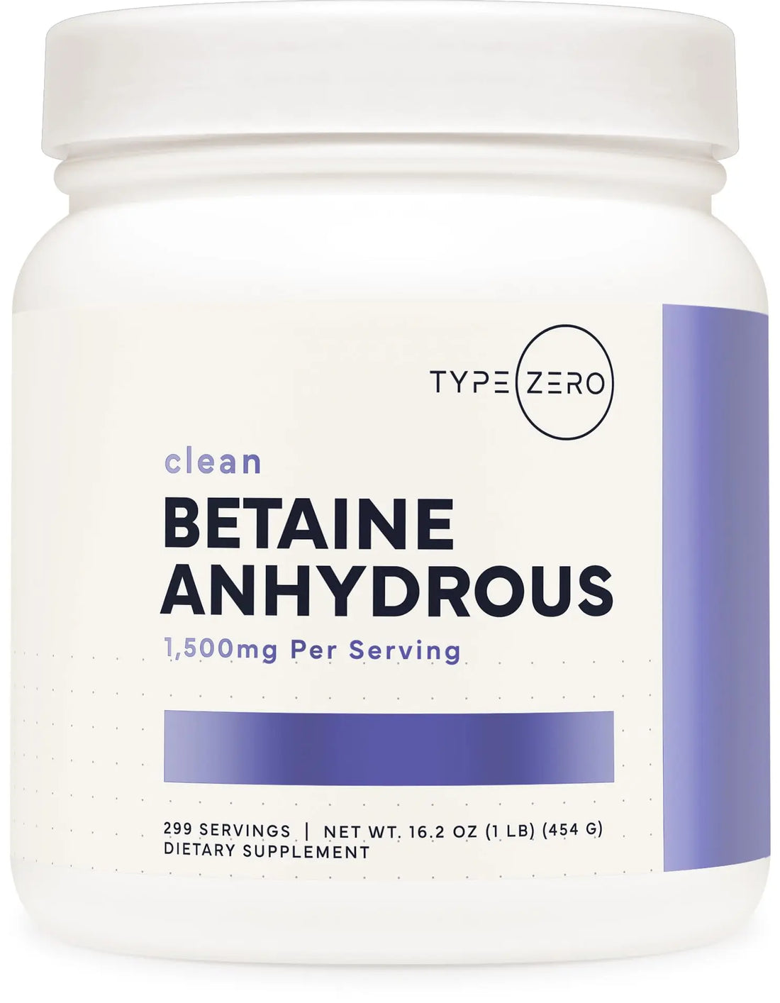 Type Zero Betaine Anhydrous Powder (1 LB) Unflavored - Clean Betaine Anhydrous Supplement, TMG, Trimethylglycine, 1,500mg Per Serving, Keto, GMO-Free Type Zero Au supplements