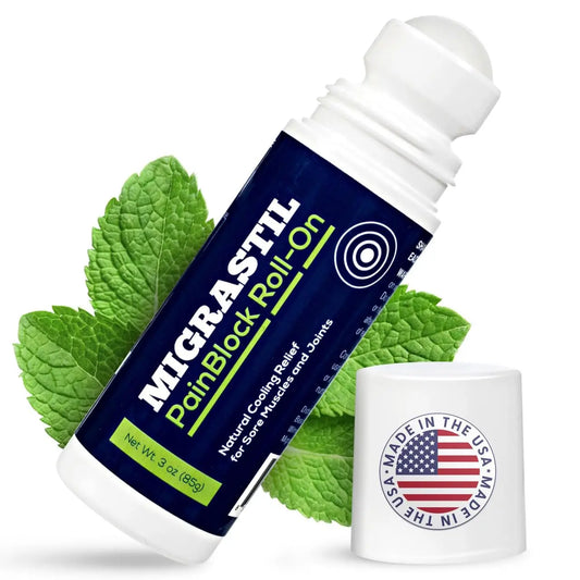 Basic Vigor Migrastil PainBlock Roll-On, 3 oz - Topical Roll-On for Muscle Aches, Cramps, Joint & Nerve Discomfort. Works Great on Shoulders, Neck, Feet, Knees, Legs, Back, Elbows, HIPS, Etc. Basic VigorAU supplements