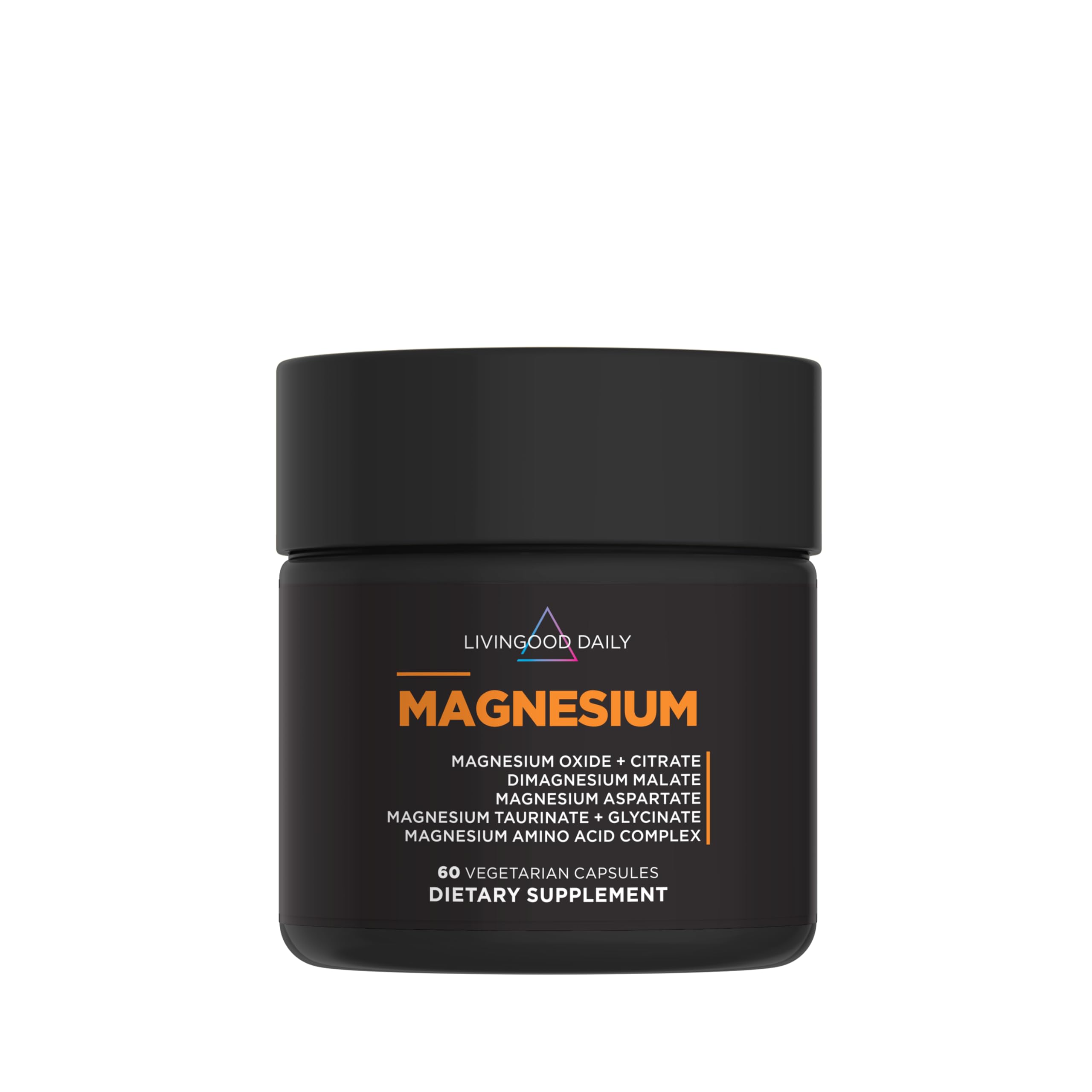 Livingood Daily Magnesium Supplement with Magnesium Glycinate, Citrate, Malate, Oxide, Aspartate, Amino Acid Complex and Chicory Root for Heart Health, Sleep and Muscle Support, 300mg, 60 Capsules Livingood Daily Au supplements