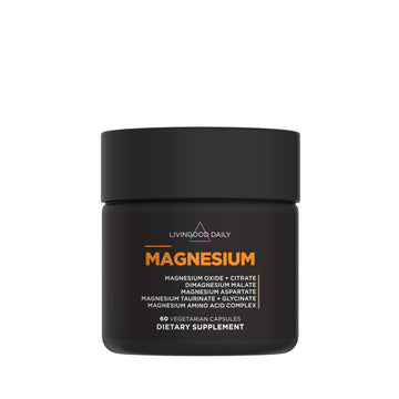 Livingood Daily Magnesium Supplement with Magnesium Glycinate, Citrate, Malate, Oxide, Aspartate, Amino Acid Complex and Chicory Root for Heart Health, Sleep and Muscle Support, 300mg, 60 Capsules Livingood Daily Au supplements