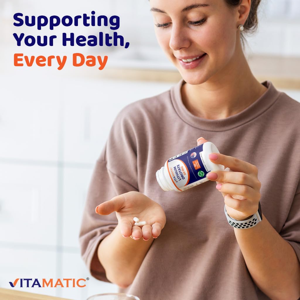 Vitamatic Lithium Orotate 20mg, 90 Capsules - Veggie Caps, Non-GMO, Gluten Free