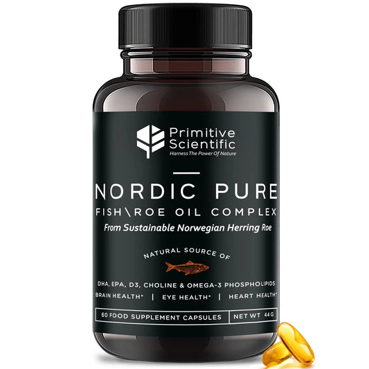 Primitive Scientific Nordic Pure Oil Complex (60 Fish Oil Capsules) for Brain, Immunity & Vision - Heart Supplement w/EPA, DHA, Vitamin D3, Choline - Omega 3 Supplements Primitive ScientificAU supplements