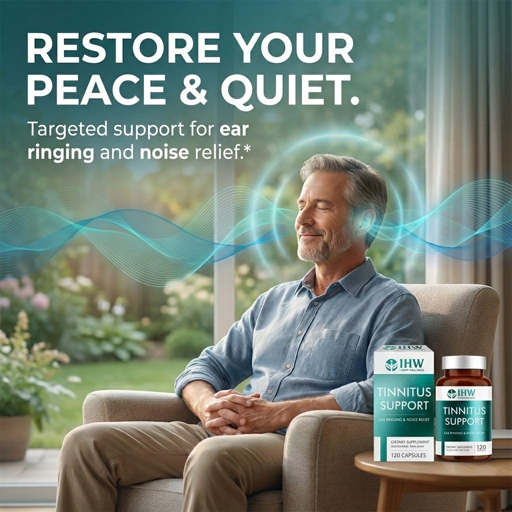 IHW Tinnitus Relief for Ringing Ears, 1200mg Tinnitus Relief Supplement, 120 Capsules, with Vitamin B Complex & C, Reduces Ringing in Ears, Promotes Hearing Wellness & Comfort IHW Au supplements