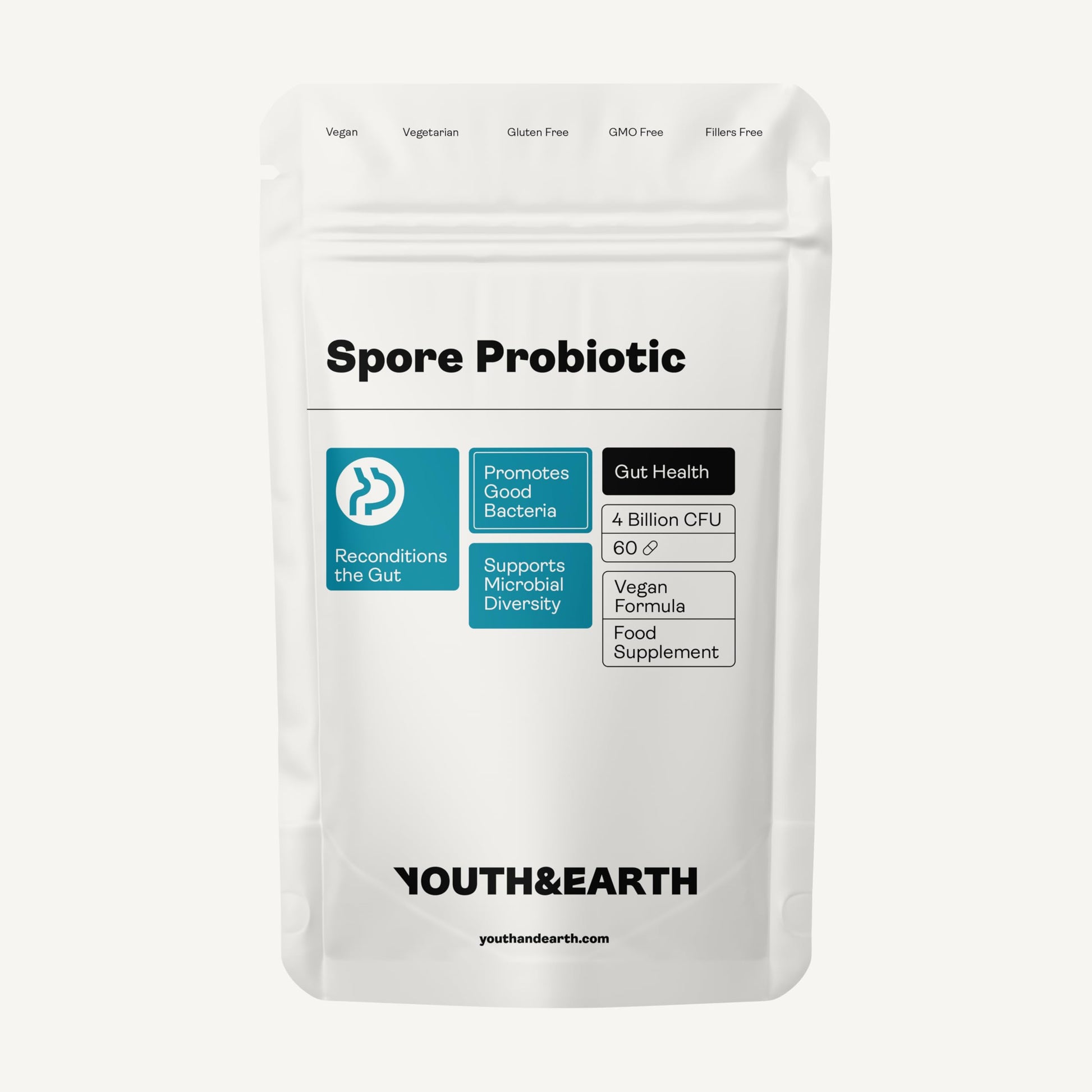 Youth & Earth Spore Probiotics 4 Billion CFU Count - Probiotics for Gut Health & Immune Support | Gut Health Supplements for Digestive Health | 60 Capsules Youth & Earth Au supplements