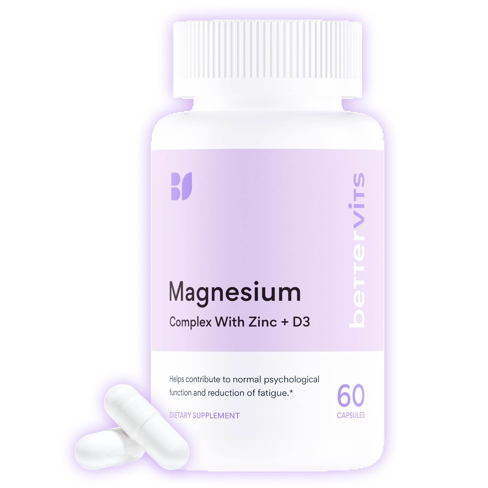 Bettervits Magnesium Glycinate Complex with Citrate Malate Zinc & Vitamin D3 | High Absorption Pure Magnesium 225mg Supplement Chelated Formula for Muscle Relaxation, Sleep Support – 60 Capsules Bettervits Au supplements