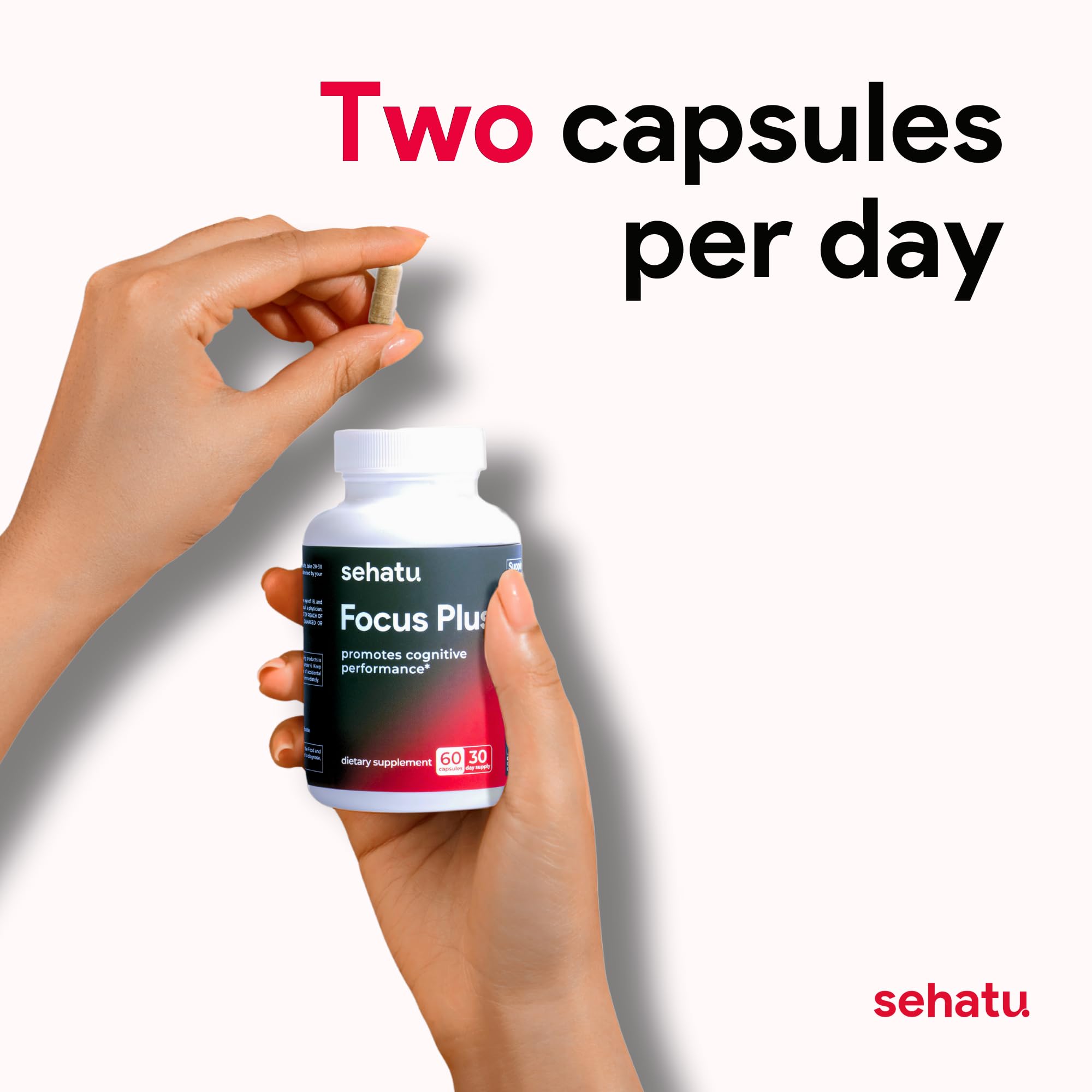 SEHATU Focus Plus Cognitive Performance Enhancer | with N-Acetyl L-Tyrosine, DMAE Bitartrate, GABA, Glutamic Acid | Boosts Focus, Enhances Memory, Supports Brain Health | 60 Count | 30 Day Supply SEHATU Au supplements