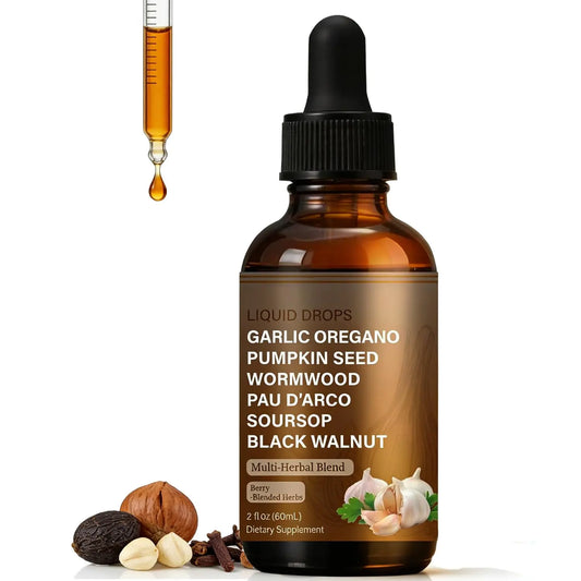 SERSANVE Natural Black Walnut Wormwood Gut Cleanse | Black Walnut Clove Drops with Pumpkin Seed, PAU D’Arco, Soursop, Garlic and Oregano | Vegan, Alcohol-Free Formula for Digestion Support, 2 fl oz SERSANVEAU supplements