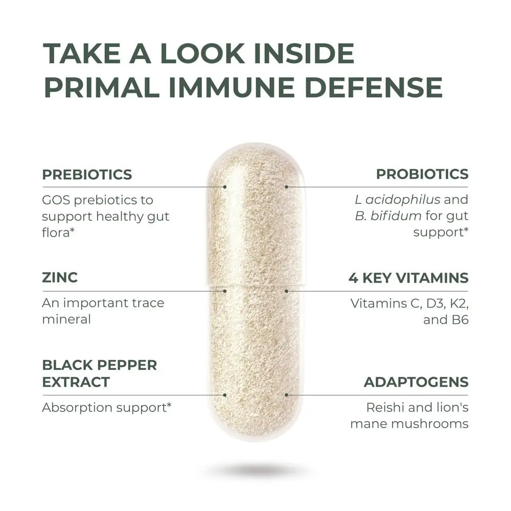 Primal Harvest Immune Defense 10-in-1 Supplement with Probiotics, Zinc, and Vitamins C, D3, K2, B6 Daily Immune Support for Adults Primal Harvest Au supplements