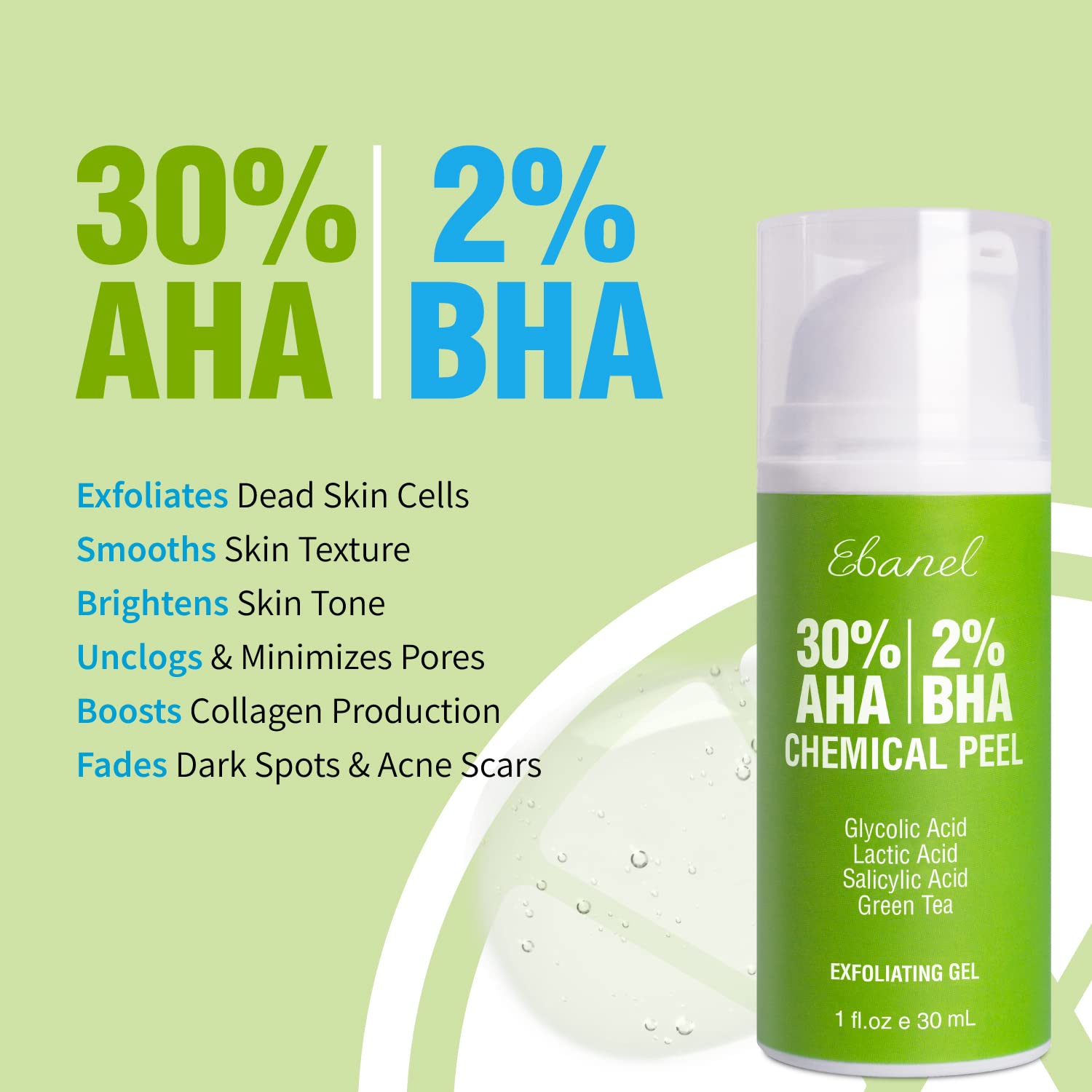 Ebanel Bundle of Hyaluronic Acid Serum and 30% AHA 2% BHA Chemical Peel Exfoliant Gel Ebanel buy supplements Au