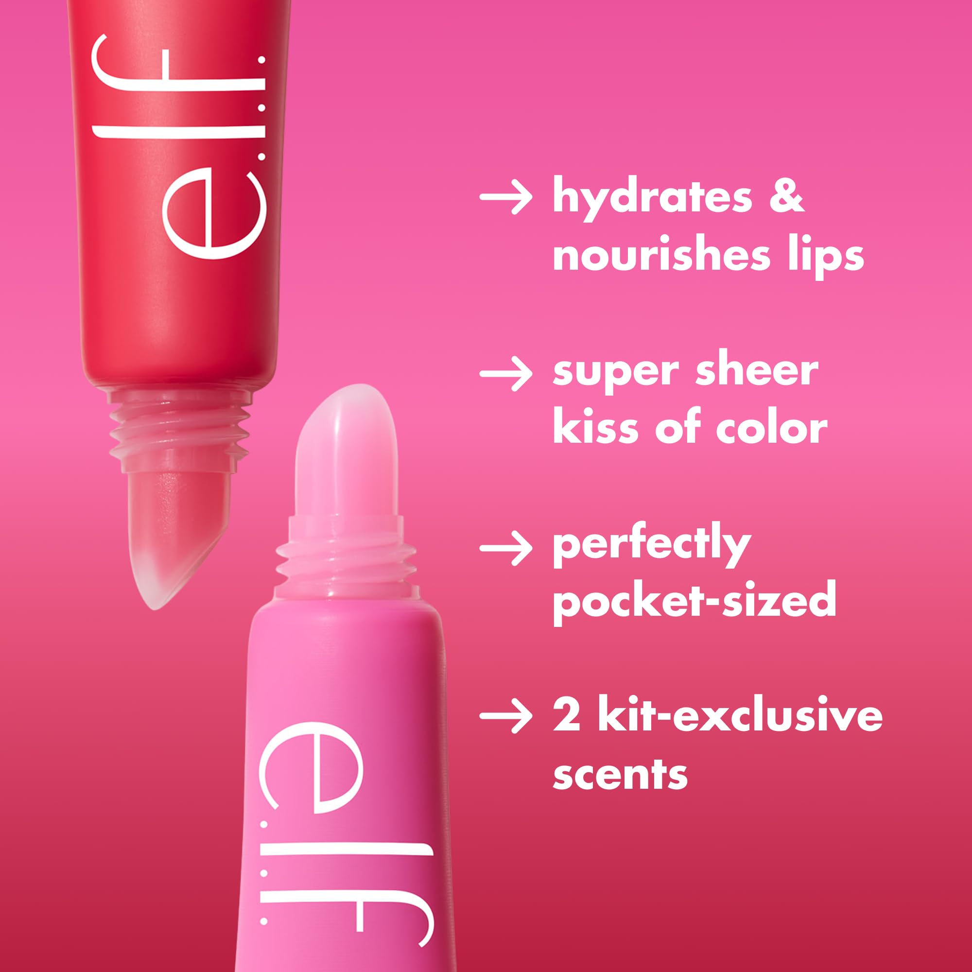 e.l.f. Squeeze Me More Lip Balm Duo, Moisturizing Balm For A Sheer Tint Of Color, Made With Hyaluronic Acid, Vegan & Cruelty-Free, Cherry & Bubblegum e.l.f. Au supplements