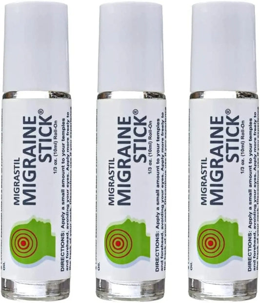 Basic Vigor Migrastil Migraine Stick Rollon - Fast Cooling Comfort for Your Head 3-Pack. Aromatherapy with Peppermint & Other Essential Oils. Metal Roller. Made in USA by Basic Vigor Basic VigorAU supplements