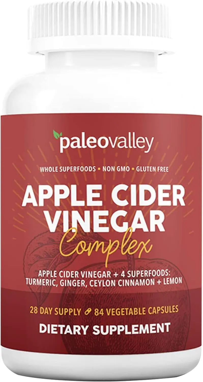 Paleovalley Apple Cider Vinegar Complex with Superfoods - Turmeric, Ginger, Ceylon Cinnamon and Lemon - 84 Vegetable Capsules Paleovalley Au supplements