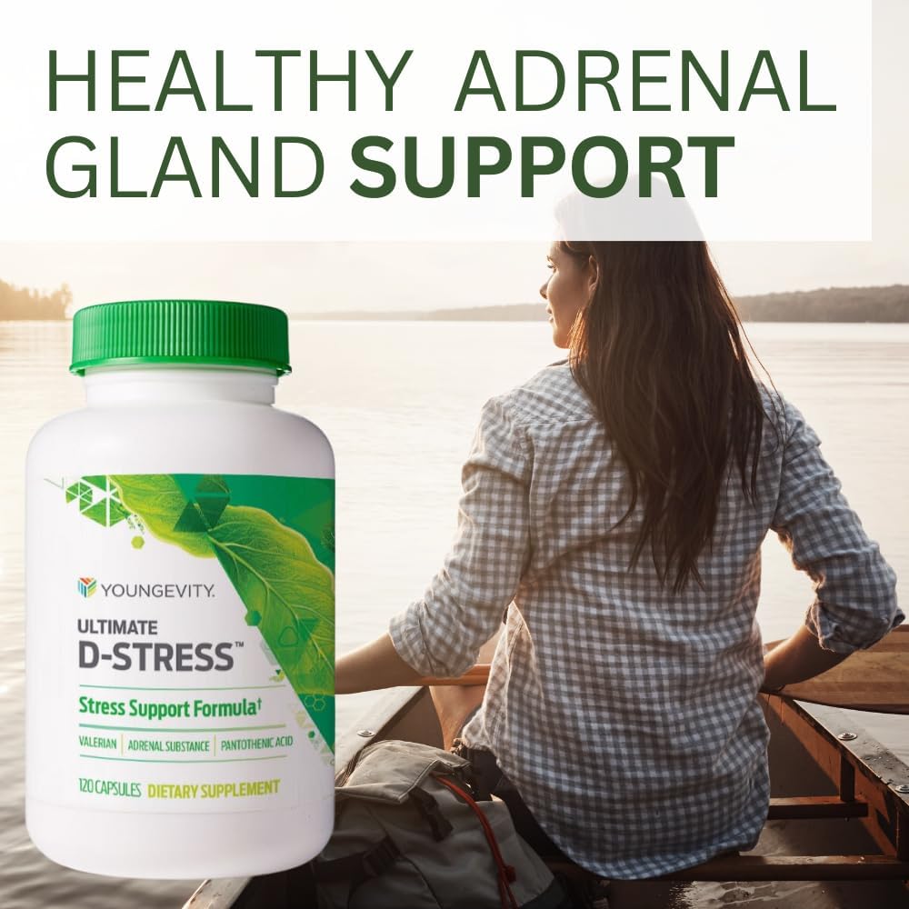 Youngevity Ultimate D-Stress™ – Natural Stress Relief Supplement with Magnesium, Valerian Root Extract, and B Vitamins – Supports Adrenal Health and Nervous System – 120 Capsules (Pack of 1) Youngevity Au supplements