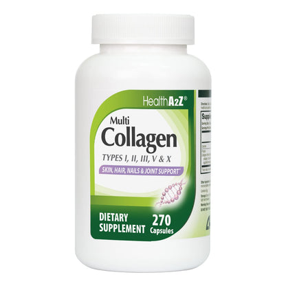 HealthA2Z® Multi Collagen Pills | 1735 mg | 270 Collagen Capsules | Types I, II, III, V & X | for Healthy Skin, Hair, Nails & Joint Support HealthA2ZUS supplements