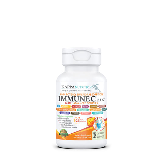 Quercetin 1,000mg, Vitamin C 1,000mg, Zinc 50mg, Vitamin D3 5,000iu, Selenium, Copper, Acerola, Ginger, Rutin, Bitter Orange, Rose Hips, Echinacea, Immune C Plus, 14 in 1 Immune C Plus (60 Count) KAPPA NUTRITIONAU supplements