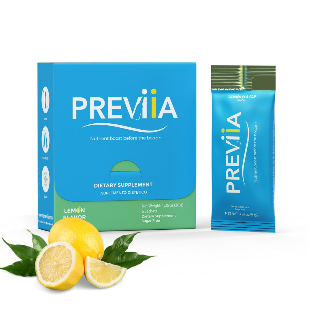 Previia – Pre-Drink Supplement | Nutrients Before Social Drinking | Cysteine, Choline, B-Complex, Magnesium, VIT C | Lemon Flavor | Soluble Drink | 6 Doses | Feel Better After Drinking Previia Au supplements