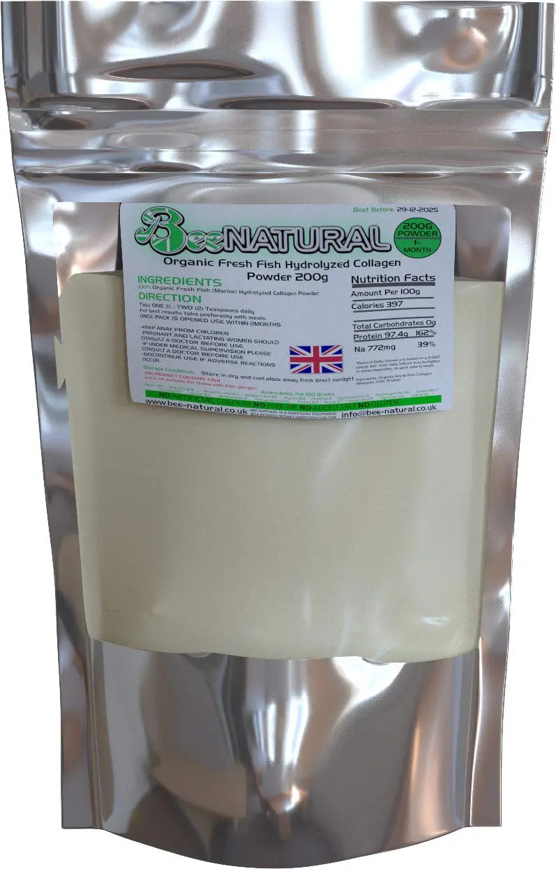 Bee-natural Hydrolyzed Marine Collagen Powder 200g Bee-natural uk supplements