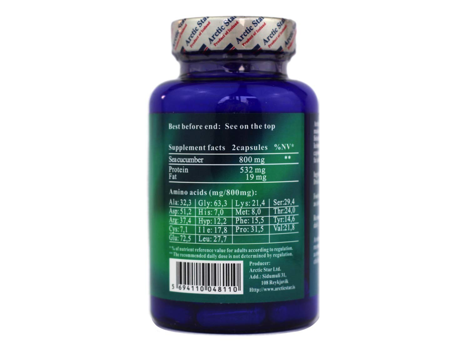 Arctic Star - Sea Cucumber Capsules - Natural Pure Iceland Atlantic Wild Caught Sea Cucumber Extract Supplement Pills - Joint Health t & Immune Health 400mg 80 Capsules/Bottle Arctic Star Au supplements