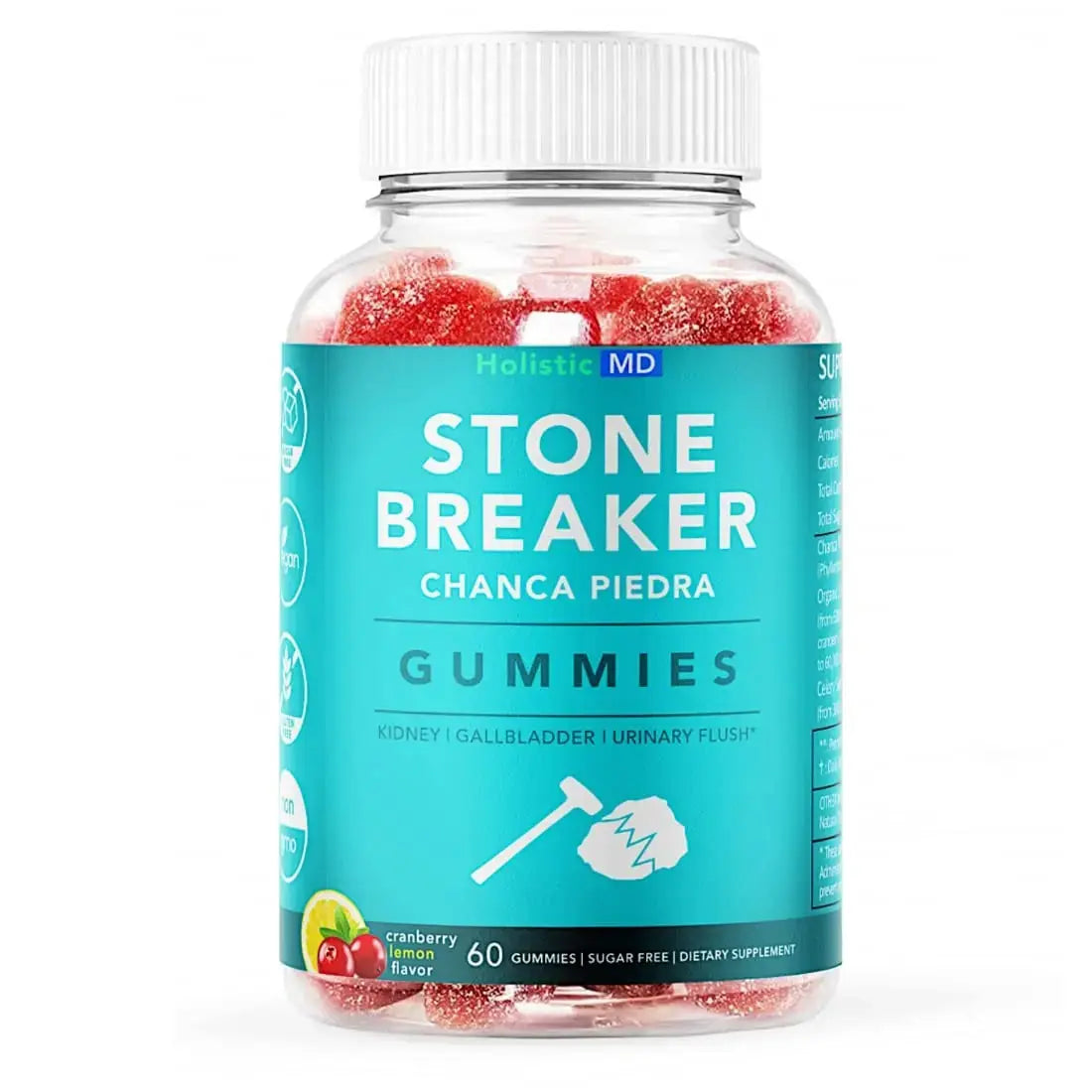 Holistic MD Stone Breaker Chanca Piedra 1,500mg Gummies Kidney Stones Cleanse Gallbladder Formula | Plus Cranberry Extract Might Help Urinary Tract Flush Impurities | Fast Absorption Sugar Free 60ct Holistic MD uk supplements