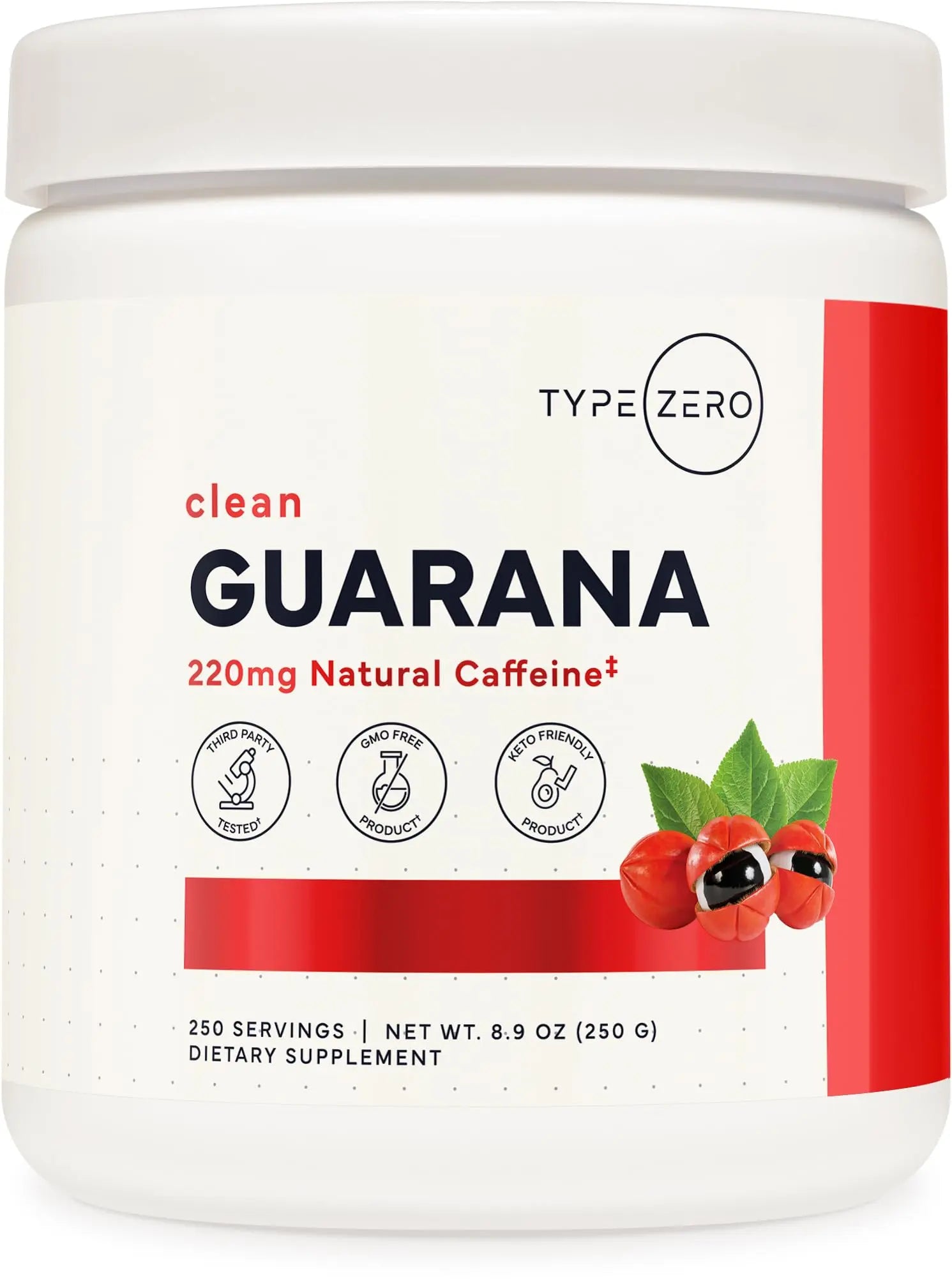 Type Zero Clean Guarana Powder Drink Mix (250 Servings, Unflavored) - 220 MG Caffeine Per Serving, Natural Caffeine, Non GMO, Gluten Free Type Zero Au supplements