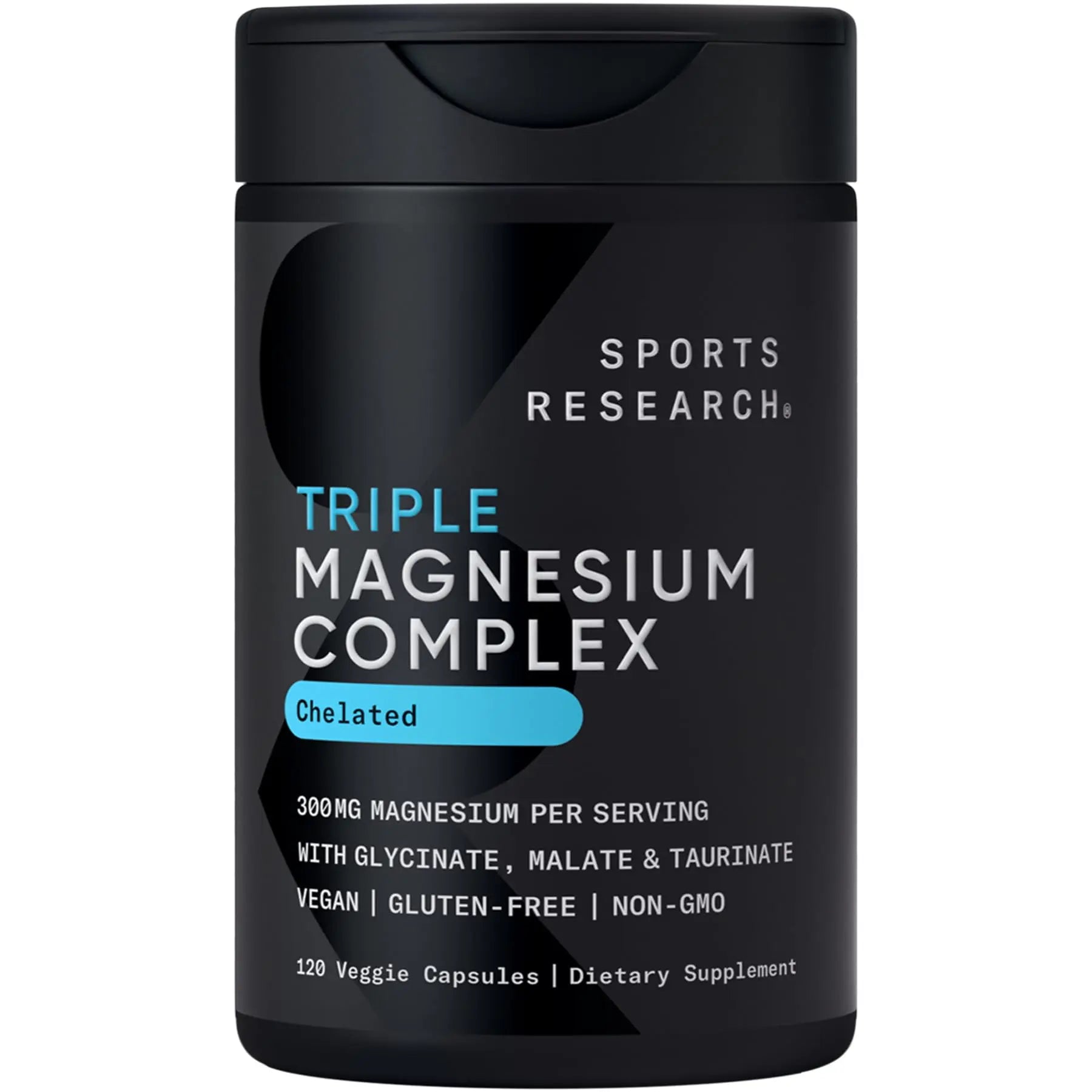 Sports Research® Chelated Triple Magnesium Complex with Glycinate, Taurinate & Malate (Chelamax®) for Enhanced Bioavailability* - 300 mg per Serving, Non-GMO, Certified Vegan, 120 Veggie Capsules Sports Research Au supplements