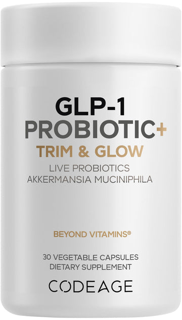 Codeage GLP-1 Probiotic+ - Live Probiotics Akkermansia, Clostridium, Bifidobacterium, Chicory Inulin Probiotic, Prebiotics & Postbiotics Supplement - 500 Million AFU - 30 Capsules Codeage Au supplements