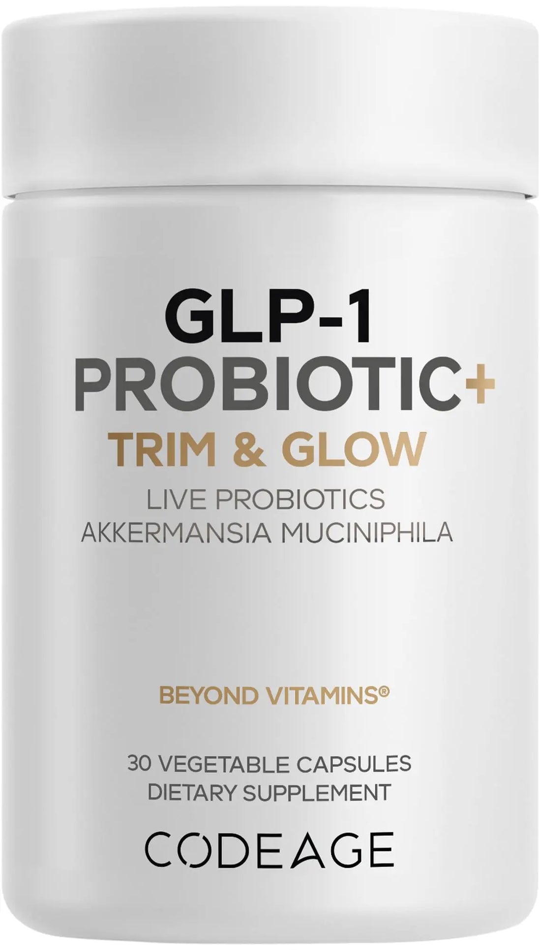 Codeage GLP-1 Probiotic+ - Live Probiotics Akkermansia, Clostridium, Bifidobacterium, Chicory Inulin Probiotic, Prebiotics & Postbiotics Supplement - 500 Million AFU - 30 Capsules Codeage uk supplements