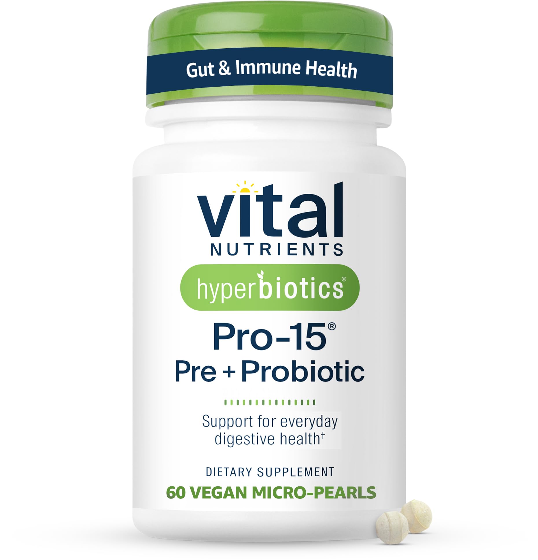 Hyperbiotics Vital Nutrients Pro-15 Prebiotics and Probiotics for Women and Men | 15 Science Backed Strains | Supports Occasional Constipation, Diarrhea, Gas & Bloating | 60 Vegan Time Release Pearls Hyperbiotics Au supplements