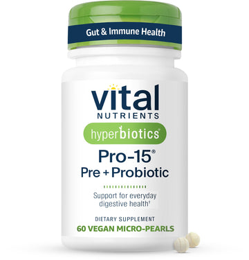 Hyperbiotics Vital Nutrients Pro-15 Prebiotics and Probiotics for Women and Men | 15 Science Backed Strains | Supports Occasional Constipation, Diarrhea, Gas & Bloating | 60 Vegan Time Release Pearls Hyperbiotics Au supplements