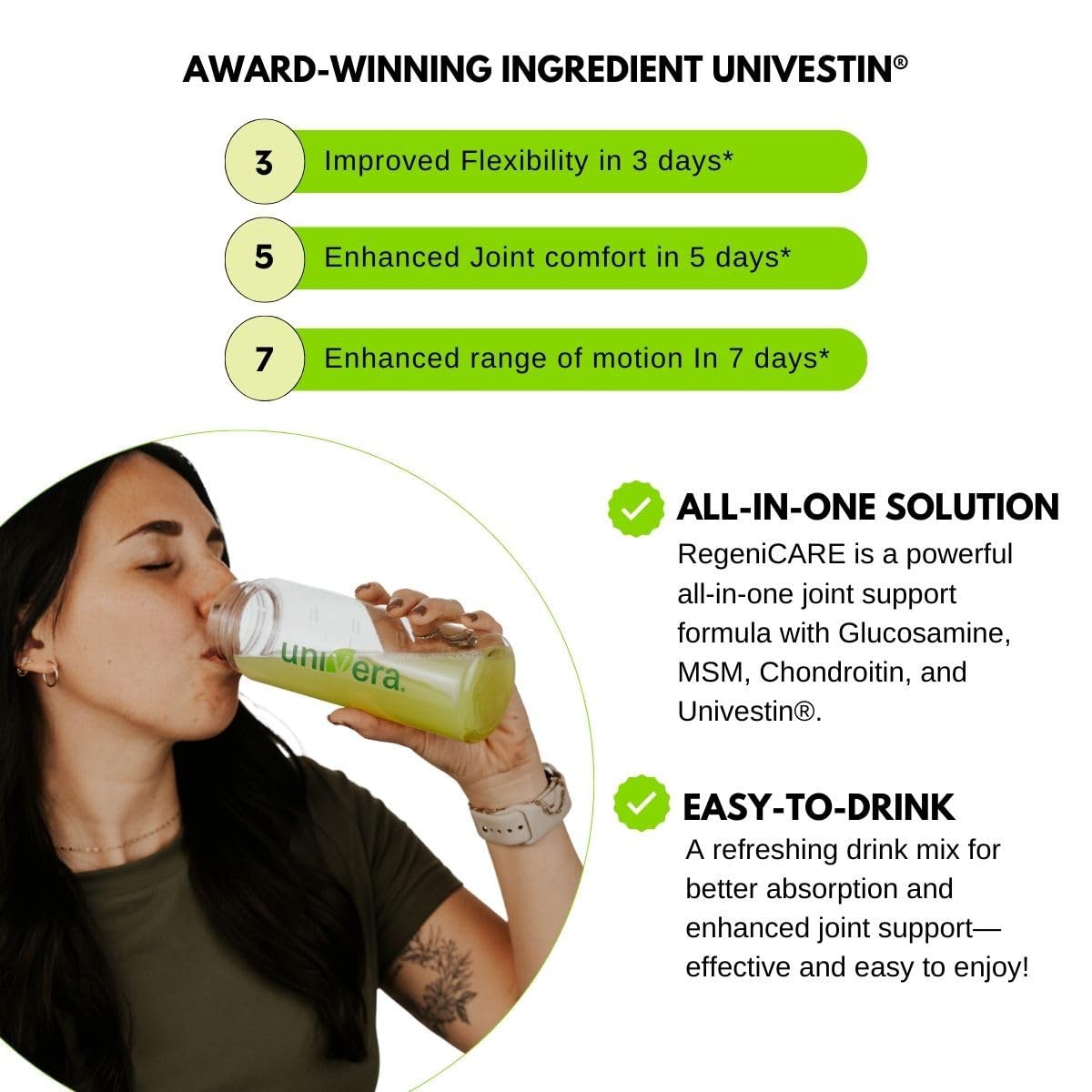 Holiday Gift Set, Joint Support with Univestin®, Glucosamine, Chondroitin & MSM — Bottle & Frother Included, Green Apple Flavor, 30 Servings Univera Au supplements