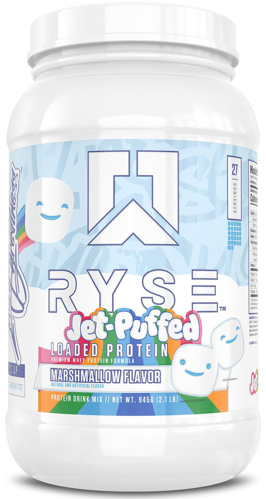 RYSE Loaded Protein Powder - Jet-Puffed Marshmallow - 25g Whey Protein Isolate & Concentrate with Prebiotic Fiber & MCTs - Low Carb, Low Sugar, Digestive-Friendly - 27 Servings / 2 lb Tub RYSE Up SupplementsUS supplements