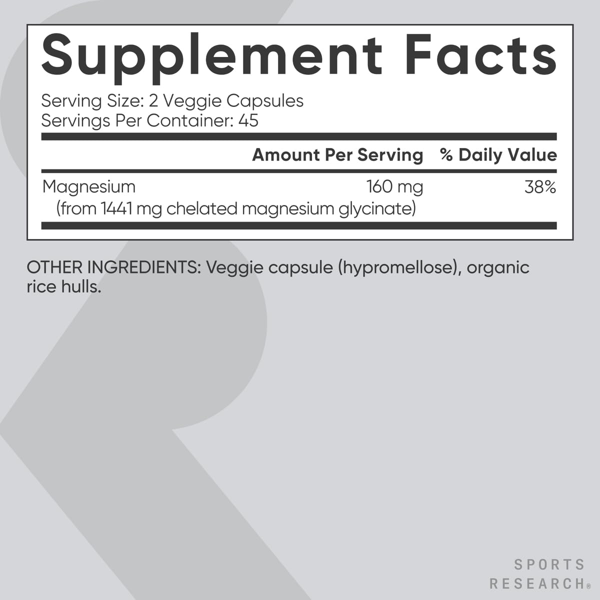 Sports Research® Magnesium Glycinate - Supports Restful Sleep & Enzymatic Processes - 160 mg Chelated Magnesium - Vegan Capsule - 90 Count Sports Research Au supplements
